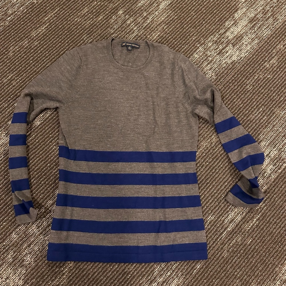 Brooks Brothers sweater, gray and blue, size medium